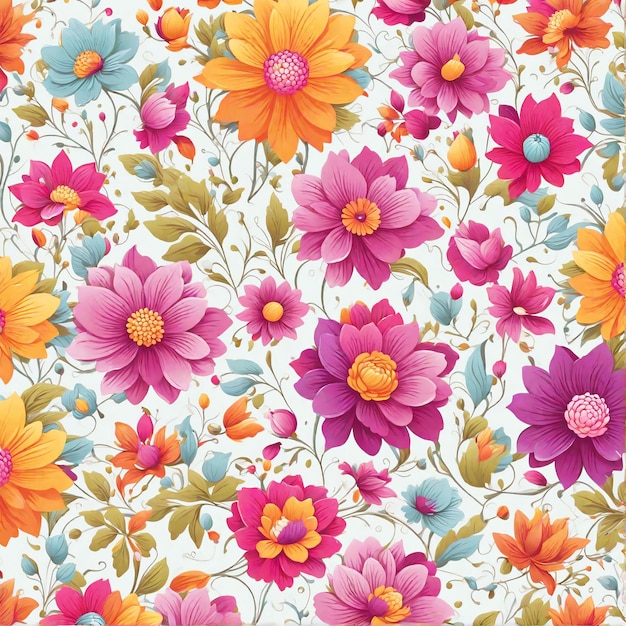 PSD vector flores coloridas padrão sem costura