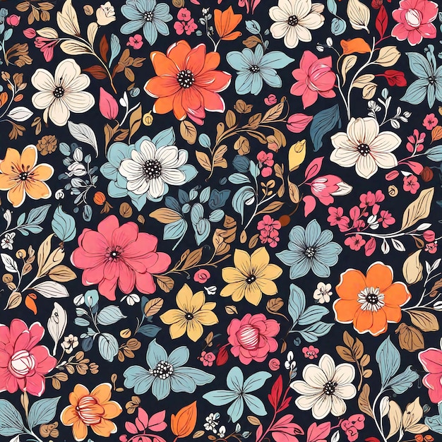 Vector de flores coloridas con un patrón sin costuras