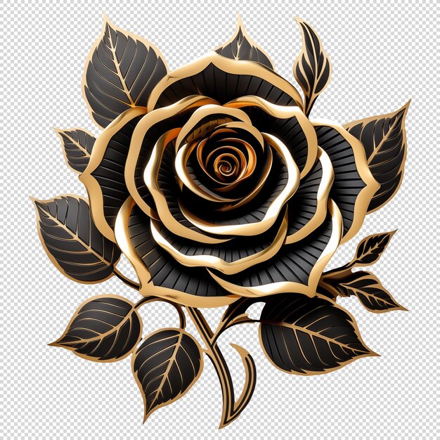 PSD vector de flores negras y doradas