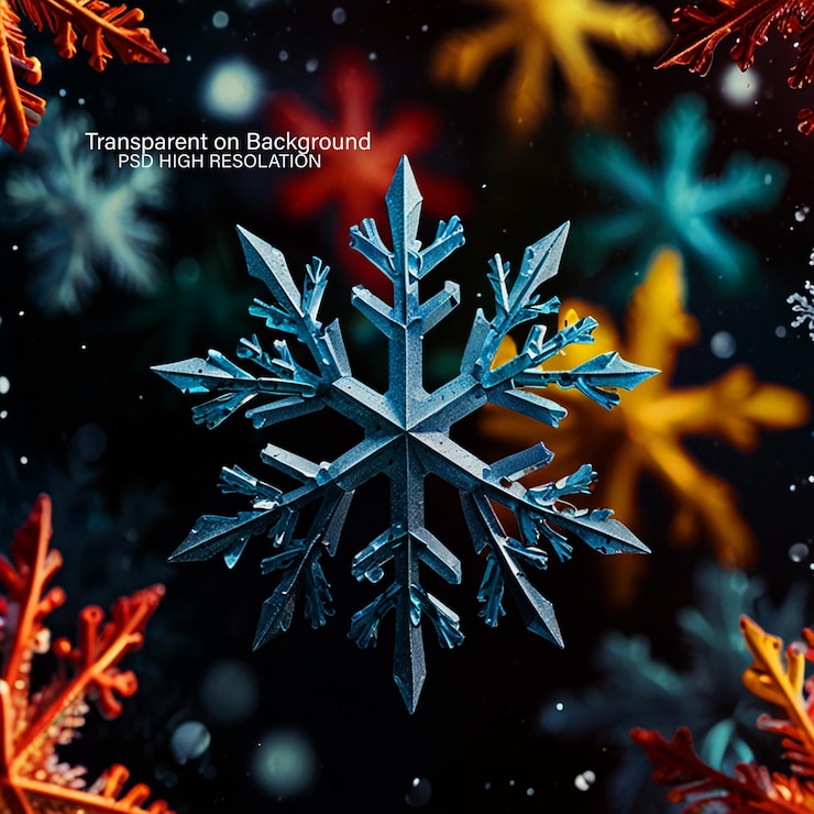 PSD vector de fondo de diseño de vacaciones de copo de nieve en fondo transparente