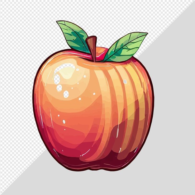 PSD vector de frutas de manzana de color rojo fresco hiperrealista ilustración de fondo transparente aislado