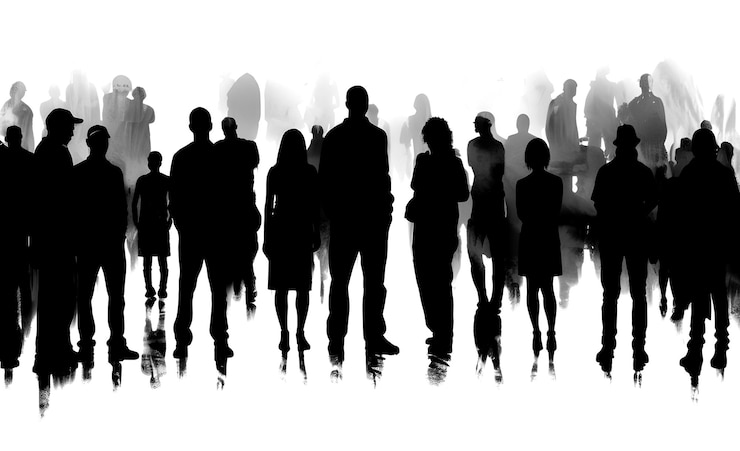 PSD vector grunge crowd scenes on a transparent background