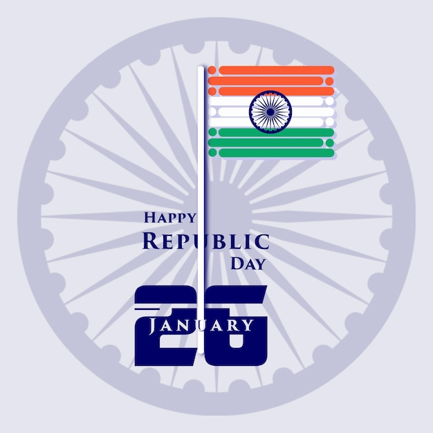 PSD vector happy republic day avec drapeau de texture du 26 janvier