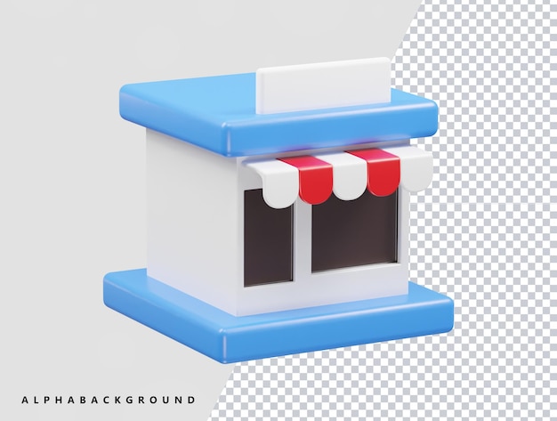 Vector de ilustración de renderizado 3d de icono de tienda