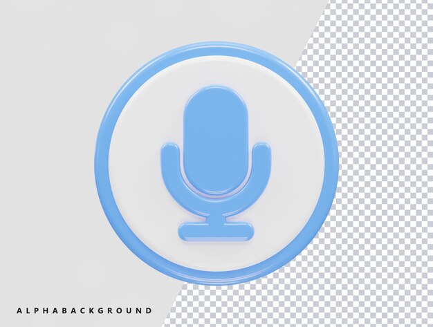 Vector de ilustración de representación 3d del icono de micrófono