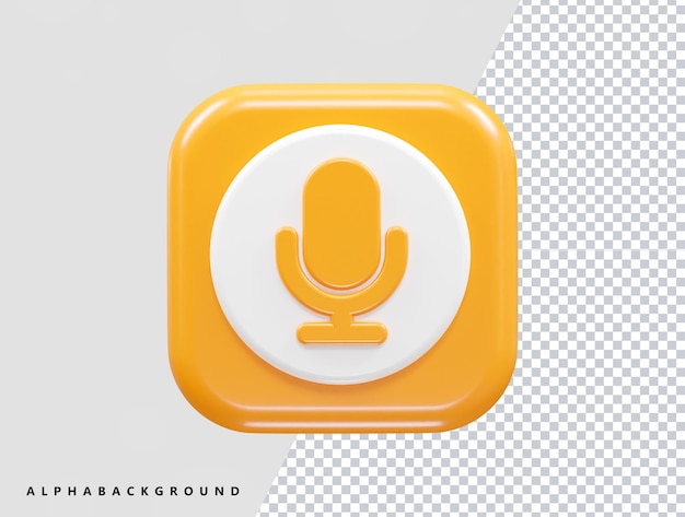 Vector de ilustración de representación 3d del icono de micrófono