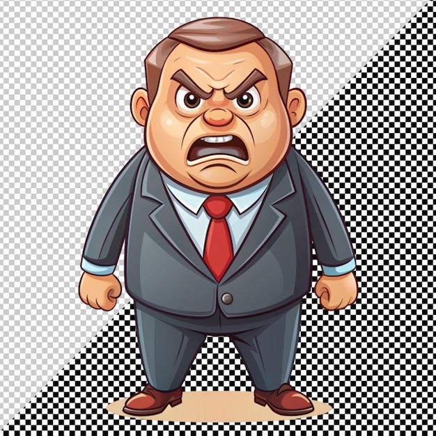 PSD vector de jefe enojado en fondo transparente