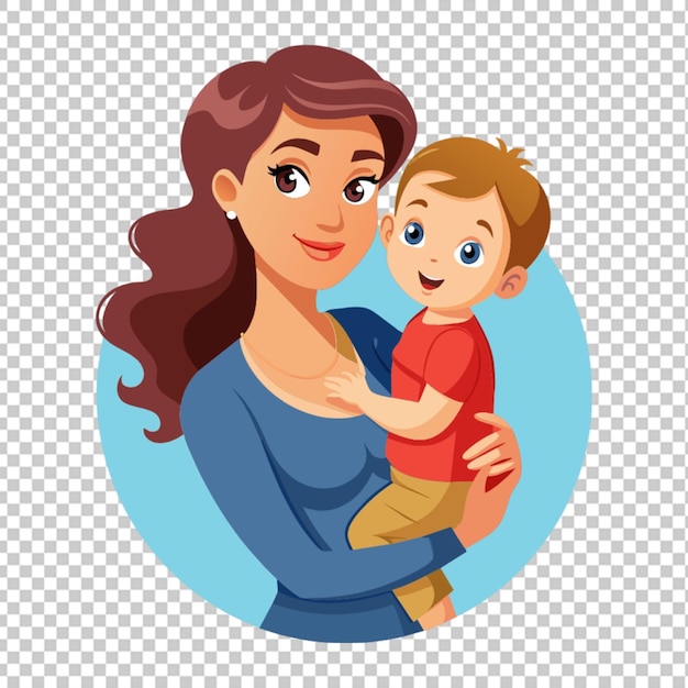 PSD vector joven madre de buen aspecto llevar niño lindo png