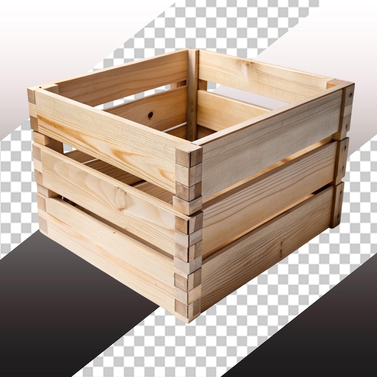 PSD vector libre 3d caja de madera aislada