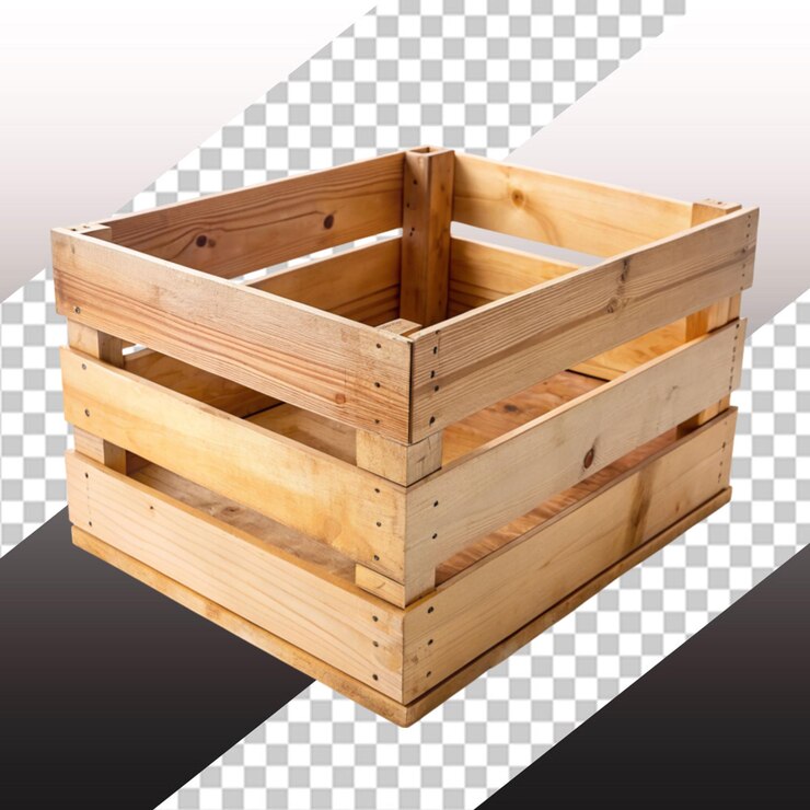 PSD vector libre 3d caja de madera aislada