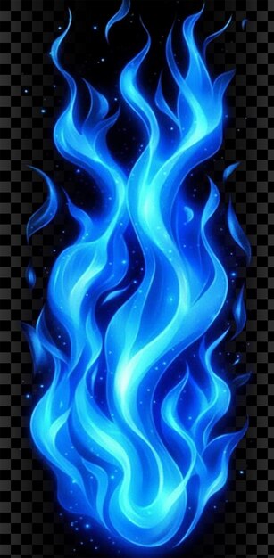 Vector de llamas azules en un fondo transparente
