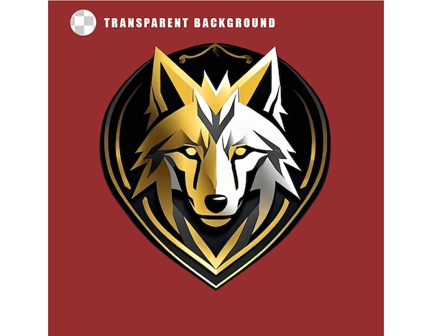 Vector de luciérnaga un logotipo de lobo con logotipo de colores dorado y plateado