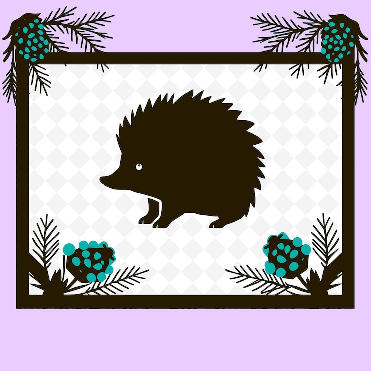 PSD vector de marco con formas de erizo dulce pinecone accen png diseño de decoración de acción de gracias inspirado