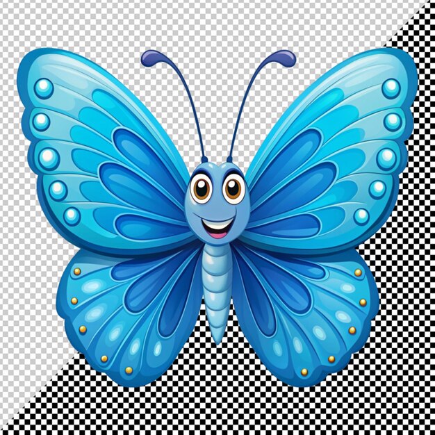 PSD vector de mariposa de dibujos animados azul en fondo transparente