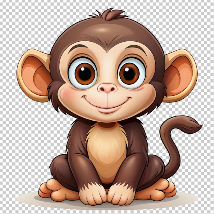 PSD vector de mono de dibujos animados en un fondo transparente