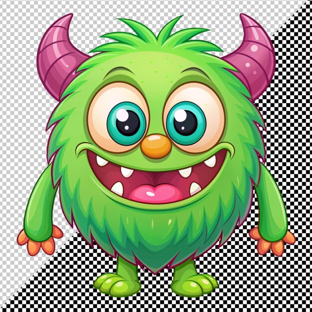 PSD vector de monstruo feliz de dibujos animados en un fondo transparente