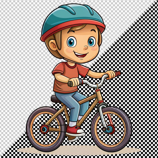 PSD vector de un niño montando una bicicleta en un fondo transparente