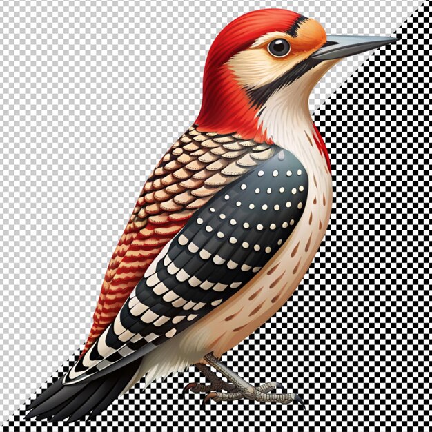 PSD vector de pájaro carpintero de respaldo rojo en fondo transparente