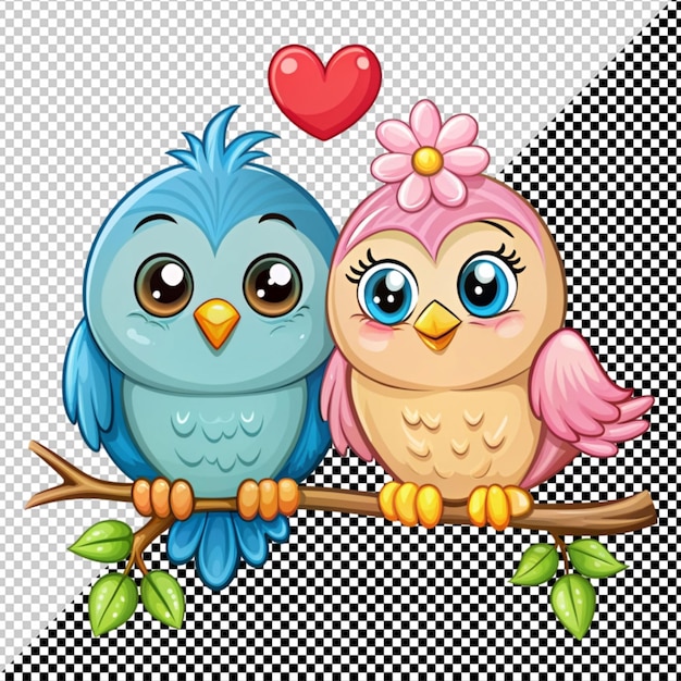 PSD vector de pájaros de amor en un fondo transparente