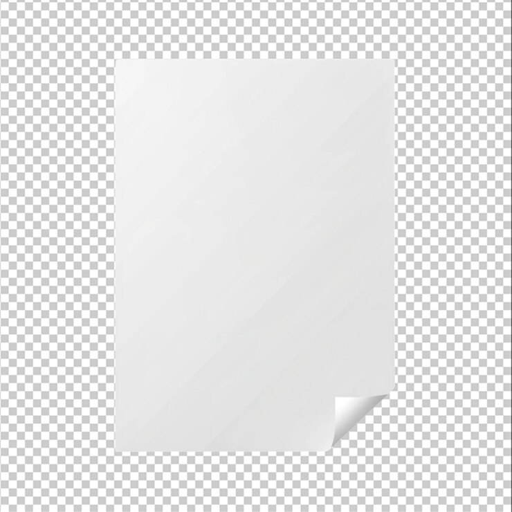 PSD vector papel blanco vacío hoja a4 esquina rizada con sombras realistas