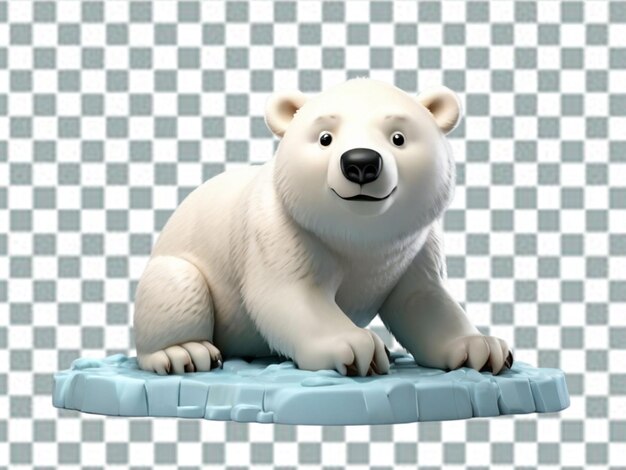 PSD vector pequeño oso polar sentado en el hielo