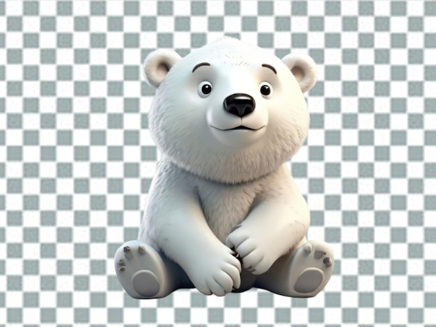 PSD vector pequeno urso polar sentado no gelo