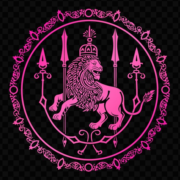 PSD vector psd logo du sceau royal persan sassanide ancien avec des lions et une lance art du tatouage de conception simple