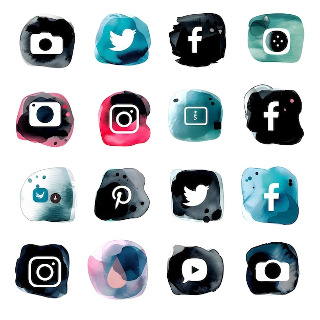 PSD vector de las redes sociales modernas colección de logotipos colección de iconos de redes sociales vector