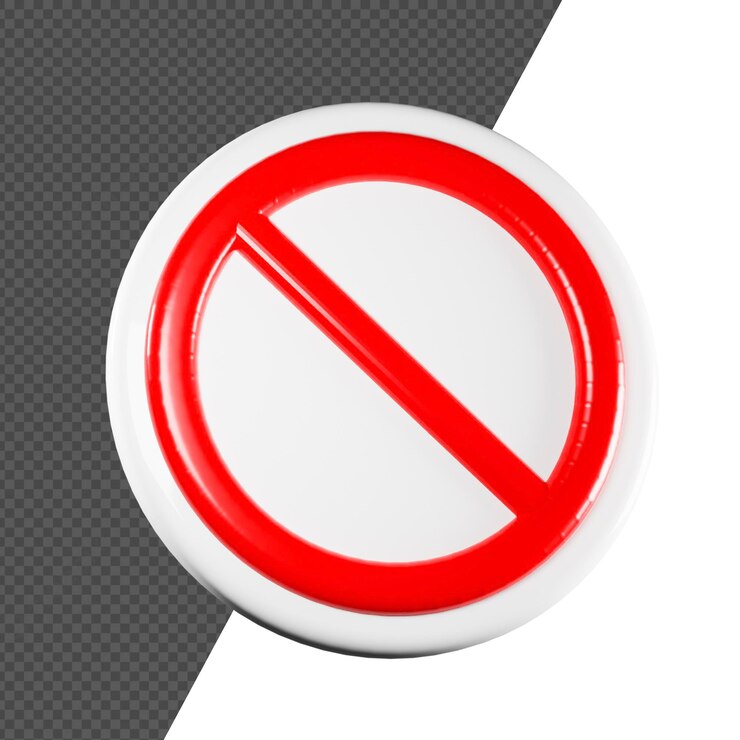 PSD vector de señal prohibida roja realista 3d