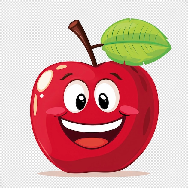 PSD vector de sonrisa de dibujos animados de manzana fondo aislado