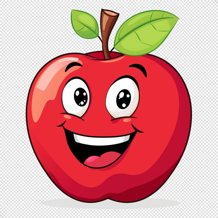 PSD vector de sonrisa de dibujos animados de manzana fondo aislado