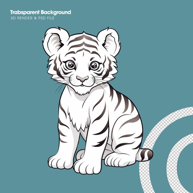 PSD vector de tatuaje de tigre en blanco y negro