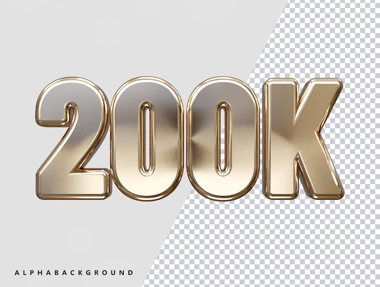 PSD vector transparente de efecto de texto de renderizado 3d de 200k