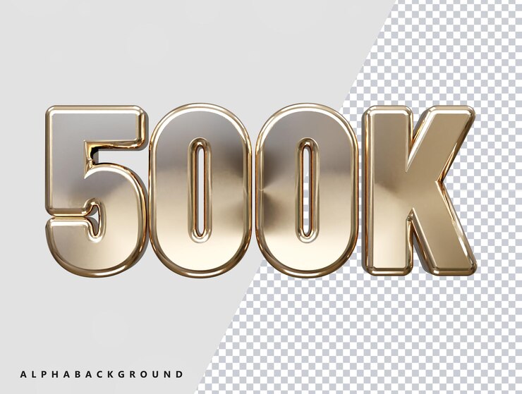 PSD vector transparente de efecto de texto de renderizado 3d de 500k