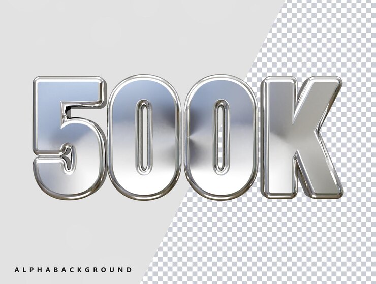 PSD vector transparente de efecto de texto de renderizado 3d de 500k