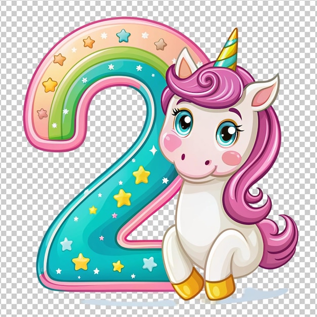 Vector de unicornio número dos sobre fondo blanco