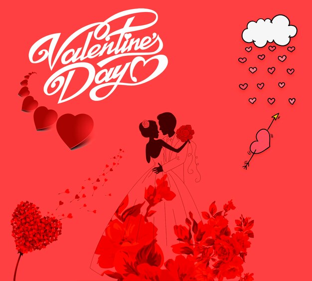 PSD vector-valentines-party-poster mit herzen