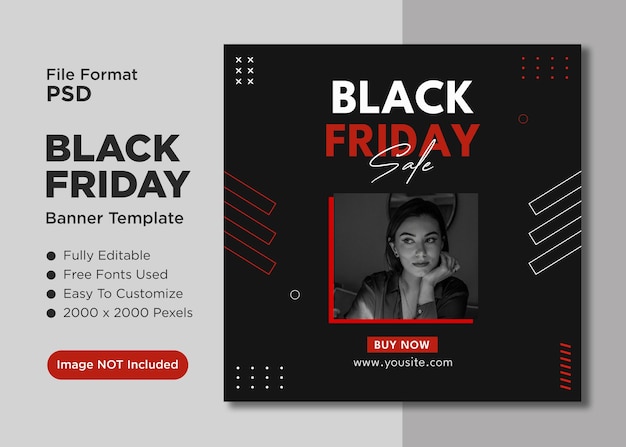 Vector venda de sexta-feira negra Banner Template para postagens de mídia social