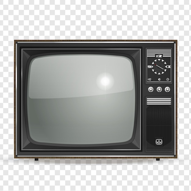 Vector Vintage alter fotorealistischer CRT-Fernseher auf weißem Isolierung auf durchsichtigem Hintergrund