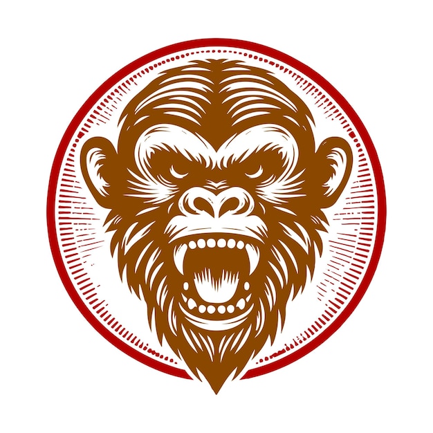 Vector visage de singe et tête avec colère et drôle d'illustration logo visage vectoriel logo T-shirt design