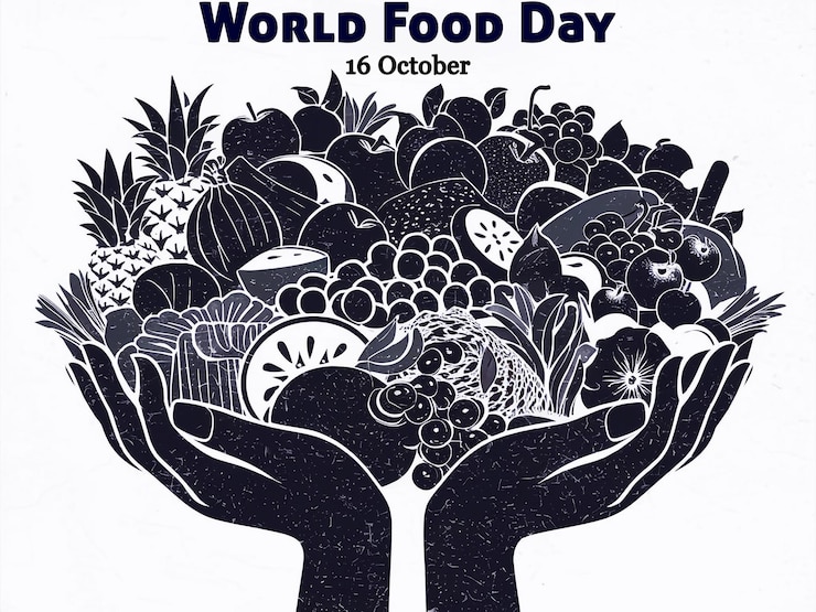 PSD vector world food day typografie design für das postdesign in sozialen medien