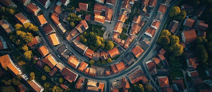 PSD veduta aerea del villaggio europeo
