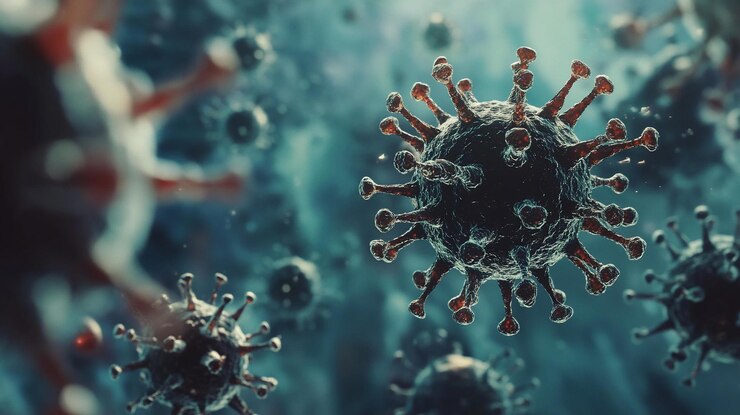 PSD veduta microscopica dei virus agenti patogeni agenti della malattia infezione virale microbio malattia pandemia epidemia