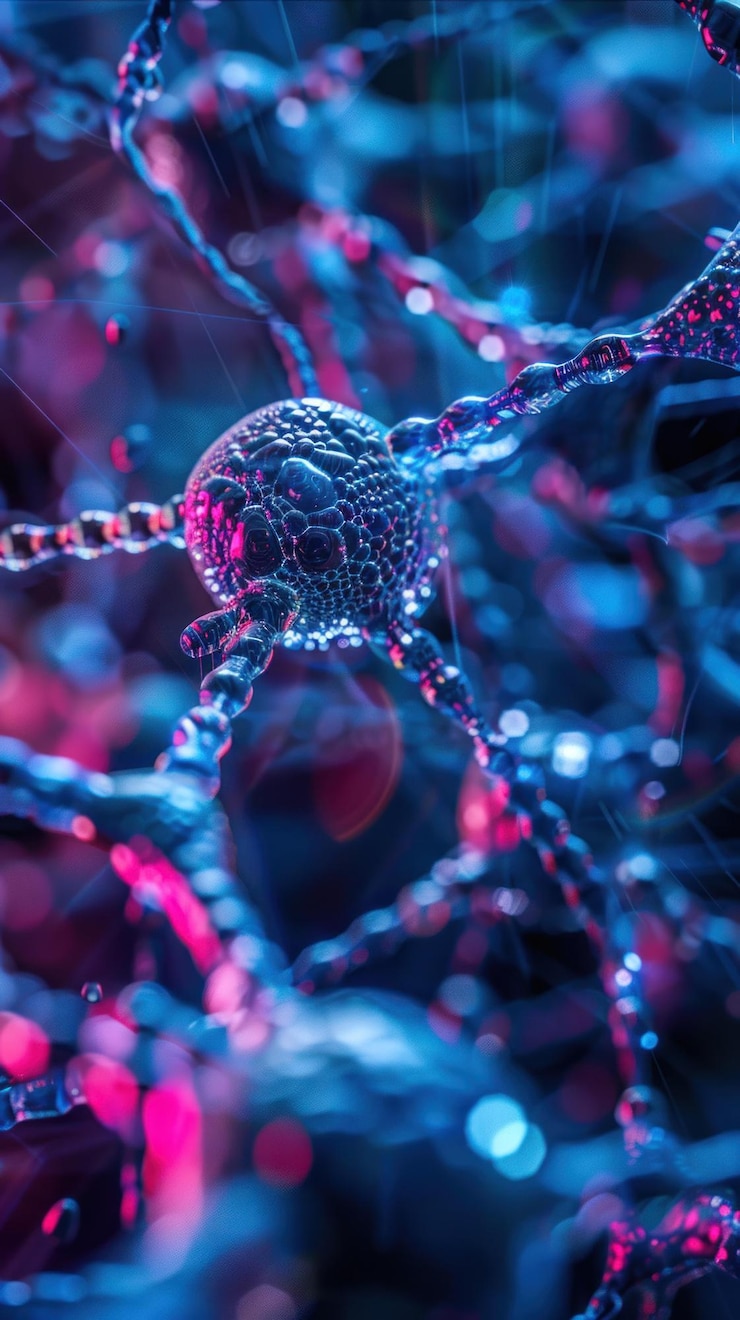 PSD veduta microscopica delle connessioni delle cellule neurali, delle sinapsi e della rete neurale