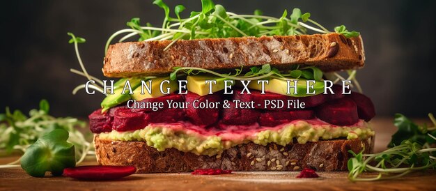 PSD veganische sandwiches mit rübenhummus