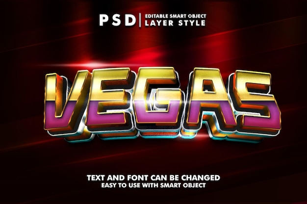 Vegas 3d-texteffekt mit premium-psd im goldenen stil