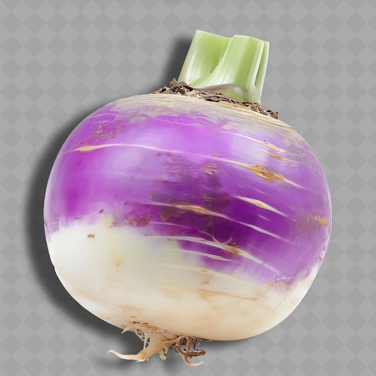 PSD vegetables de raíz de nabos de forma redonda caracterizados por su verdura blanca aislada, limpia y fresca