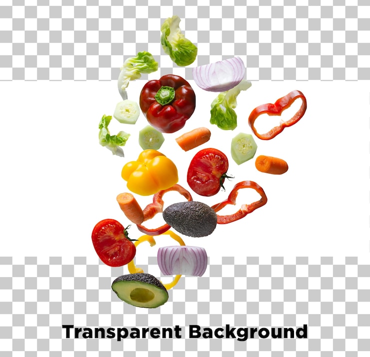 PSD vegetais caindo de fundo transparente