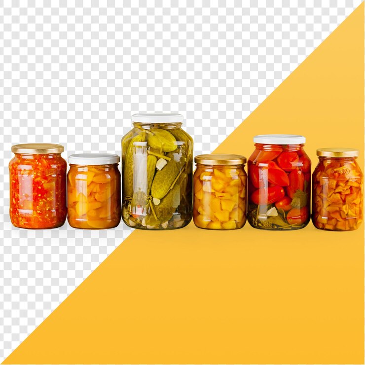 PSD vegetais e frutas conservados em frascos