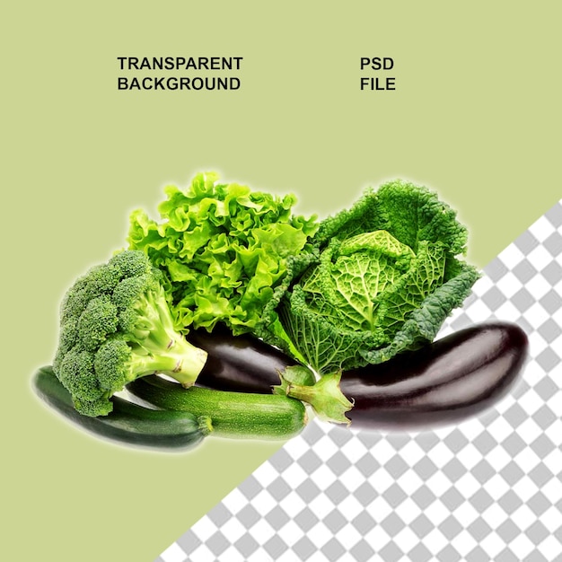 Vegetais saudáveis em fundo transparente isolado